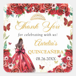 レッドローゼスフローラチョウチョウQuinceaeneraプリンセス スクエアシール
