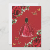 レッドローゼスフローラドレス金ゴールドキンセアニラスウィート16 招待状 (裏面)