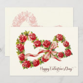 レッドローゼスフローラハートエレガントリースかわいいヴィンテージ シーズンカード (正面/裏面)