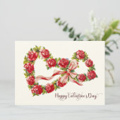 レッドローゼスフローラハートエレガントリースかわいいヴィンテージ シーズンカード (スタンド正面)