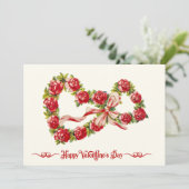 レッドローゼスフローラハートエレガントリースかわいいヴィンテージ シーズンカード (スタンド正面)