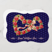 レッドローゼスフローラハートエレガントリースかわいいヴィンテージ シーズンカード (正面/裏面)