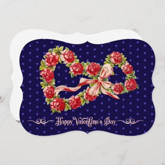 レッドローゼスフローラハートエレガントリースかわいいヴィンテージ シーズンカード (正面/裏面)