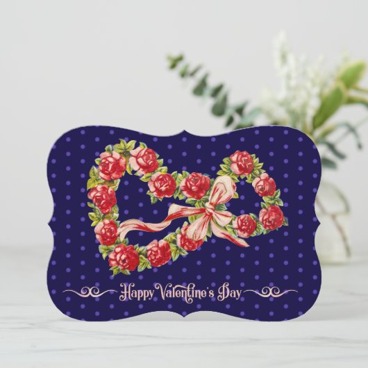 レッドローゼスフローラハートエレガントリースかわいいヴィンテージ シーズンカード (スタンド正面)