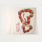 レッドローゼスフローラハートエレガントリースかわいいヴィンテージ タペストリー (正面(横))