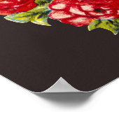 レッドローゼスフローラハートエレガントリースかわいいヴィンテージ ポスター (角)