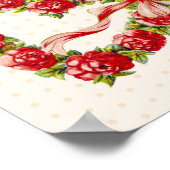 レッドローゼスフローラハートエレガントリースかわいいヴィンテージ ポスター (角)