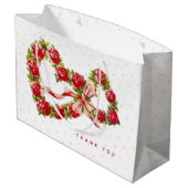 レッドローゼスフローラハートエレガントリースかわいいヴィンテージ ラージペーパーバッグ (裏面アングル)