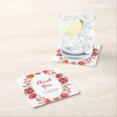 レッドローゼスフローラブライダルシャワースクエア紙コースト スクエアペーパーコースター (インサイチュ)