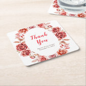 レッドローゼスフローラブライダルシャワースクエア紙コースト スクエアペーパーコースター (アングル)