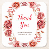 レッドローゼスフローラブライダルシャワースクエア紙コースト スクエアペーパーコースター (正面)