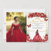 レッドローゼスフローラプリンセスキンセアニラ写真 サンキューカード (正面)