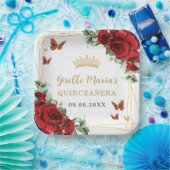 レッドローゼスフローラ蝶キンセアニラ ペーパープレート (パーティー)