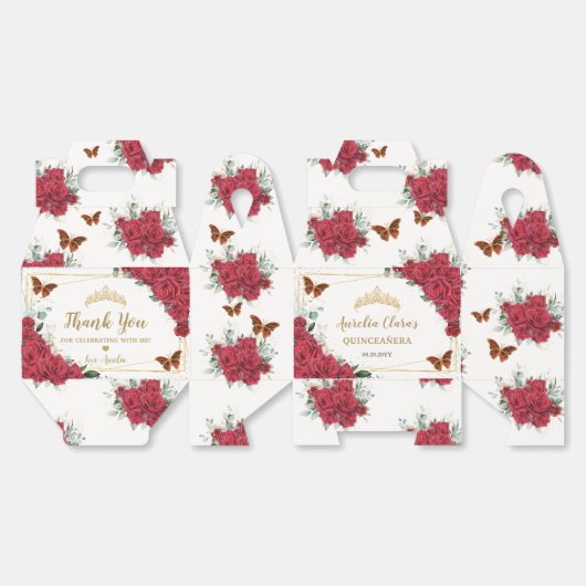 レッドローゼスフローラ蝶XV 16誕生日ゲーブル フェイバーボックス (見開き)