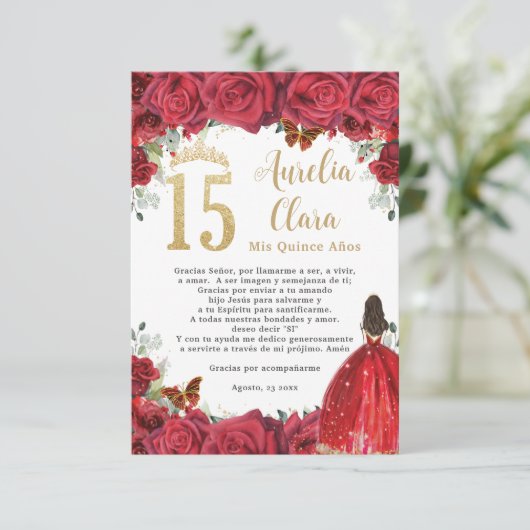 レッドローゼスフローラ金ゴールドキンセアニラ15祈りの言葉カード エンクロージャーカード (スタンド正面)