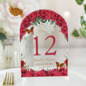 レッドローゼスフローラ金ゴールドキンセアニラ16表番号 アクリル招待状