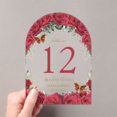 レッドローゼスフローラ金ゴールドキンセアニラ16表番号 アクリル招待状 (インサイチュ (ポータブル))