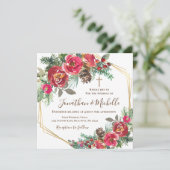 レッドローゼスフローラ金ゴールドクロスクリスチャン結婚ズ 招待状 (スタンド正面)