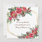 レッドローゼスフローラ金ゴールドクロスクリスチャン結婚ズ 招待状 (裏面)