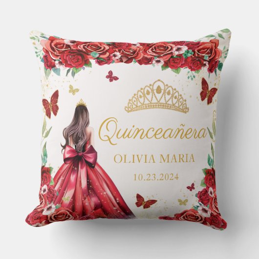 レッドローゼスフローラ金ゴールドプリンセスティアラキンセアニェラ クッション (正面)