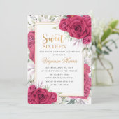 レッドローゼスフローラSweet sixteen16誕生日 招待状 (スタンド正面)