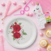 レッドローゼスブライダルシャワー ペーパープレート (パーティー)