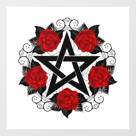 レッドローゼス付きペンタグラム ウィンドウサイン (シート)