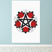 レッドローゼス付きペンタグラム キャンバスプリント (インサイチュ (ウッドフロア))