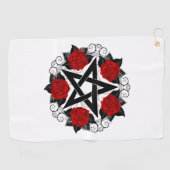 レッドローゼス付きペンタグラム ゴルフタオル (横)