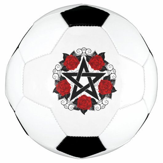 レッドローゼス付きペンタグラム サッカーボール (正面)