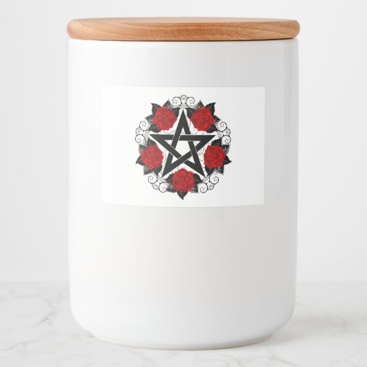 レッドローゼス付きペンタグラム フードラベル (正面)