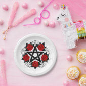 レッドローゼス付きペンタグラム ペーパープレート (パーティー)