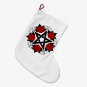 レッドローゼス付きペンタグラム ラージクリスマスストッキング (正面 (吊り時))