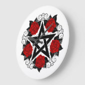 レッドローゼス付きペンタグラム ラージ壁時計 (傾斜)