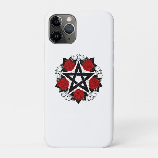 レッドローゼス付きペンタグラム Case-Mate iPhoneケース (裏)