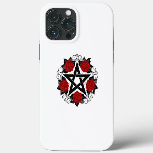 レッドローゼス付きペンタグラム Case-Mate iPhoneケース (裏面)