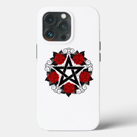 レッドローゼス付きペンタグラム Case-Mate iPhoneケース (裏面)