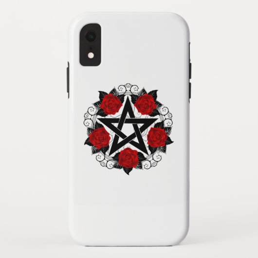 レッドローゼス付きペンタグラム Case-Mate iPhoneケース (裏面)