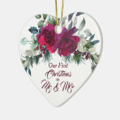 レッドローゼス初めてのクリスマス写真テンプレート セラミックオーナメント (左)