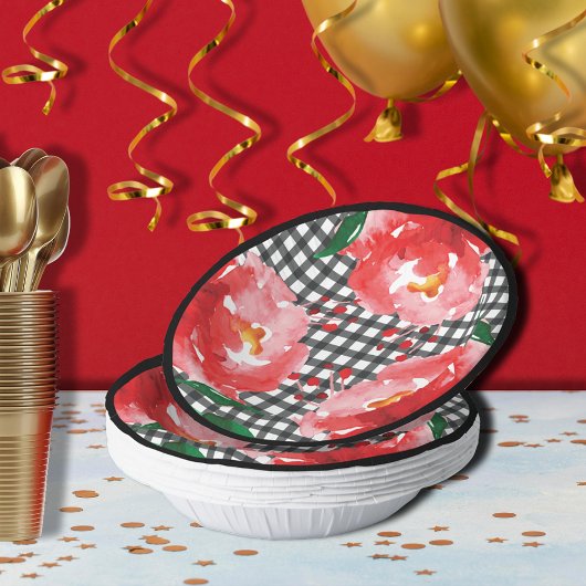 レッドローゼス白黒ギンガム ペーパーボウル