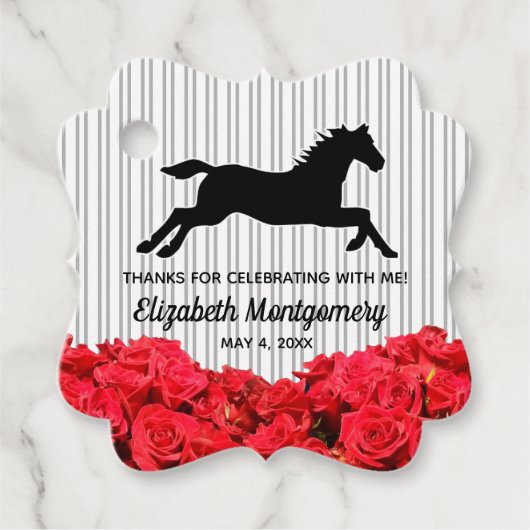 レッドローゼス白黒ストライプズダービーレースホース フェイバータグ (正面)