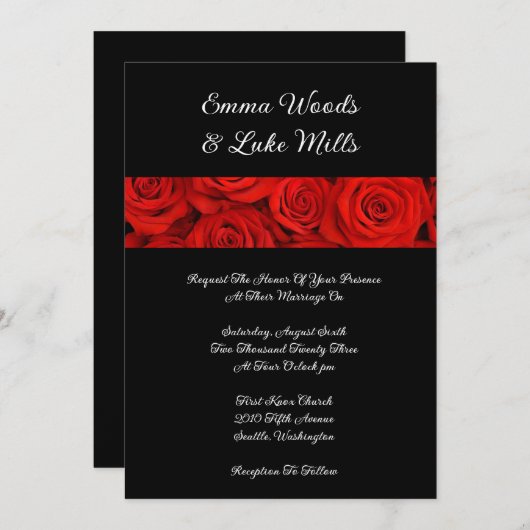 レッドローゼス結婚式招待状 招待状 (正面/裏面)