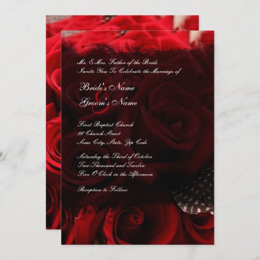 レッドローゼス結婚式招待状 招待状 (正面/裏面)