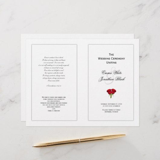 レッドローゼス結婚式 プログラムテンプレート (正面/裏面インサイチュ)