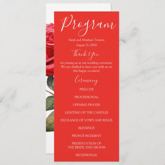 レッドローゼス結婚式 プログラム (正面/裏面)