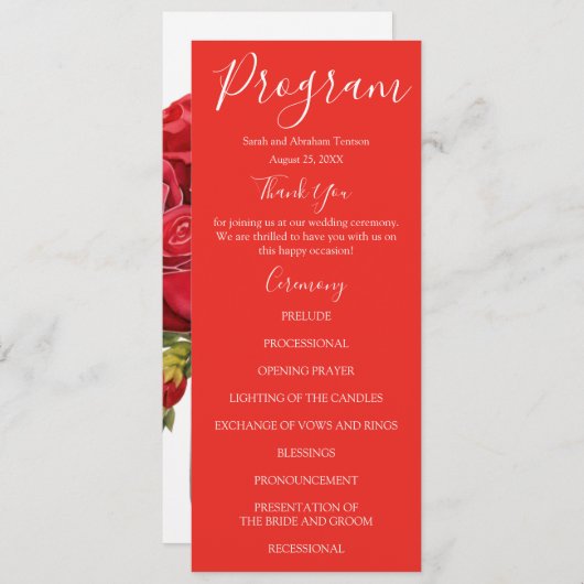 レッドローゼス結婚式 プログラム (正面/裏面)