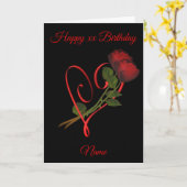 レッドローゼス赤いハートパーソナライズされた誕生日 カード (黄色い花)