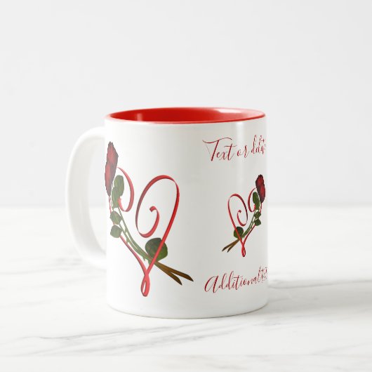 レッドローゼス赤いハート パーソナライズされた ツートーンマグカップ (正面左)