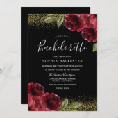 レッドローゼス金ゴールドグリッターバチェロレッテ 招待状 (正面/裏面)