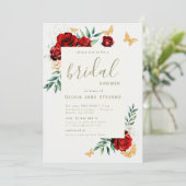 レッドローゼス金ゴールドチョイスエレガントブライダルシャワー 招待状 (スタンド正面)